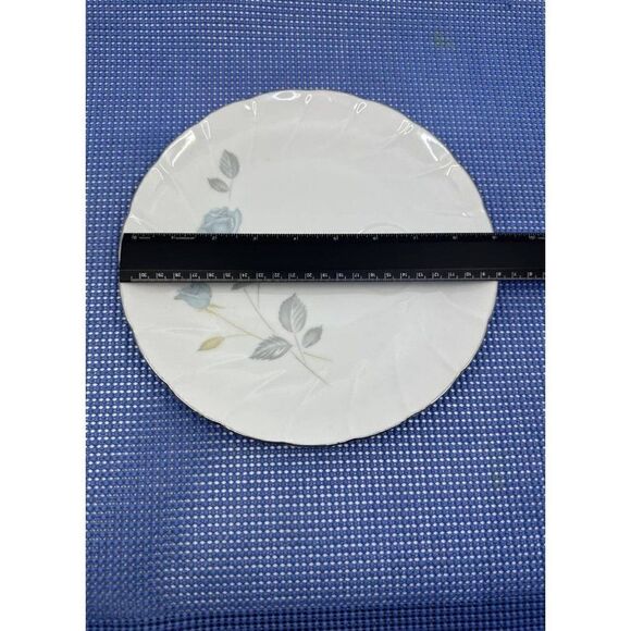 Jonas Roberts #542 Blue Tea Rose Round Snack Plates W/ Cups 8 Piece Set 9" - Picture 16 of 16